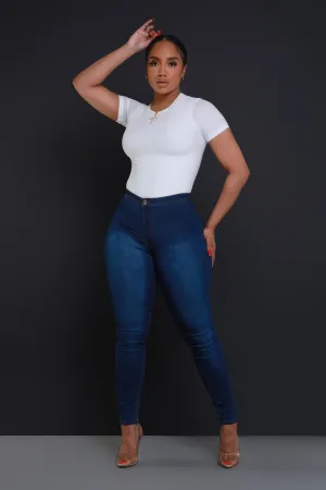 $15.99 Super Swank High Waist Stretchy Jeans - Medium Wash Denim