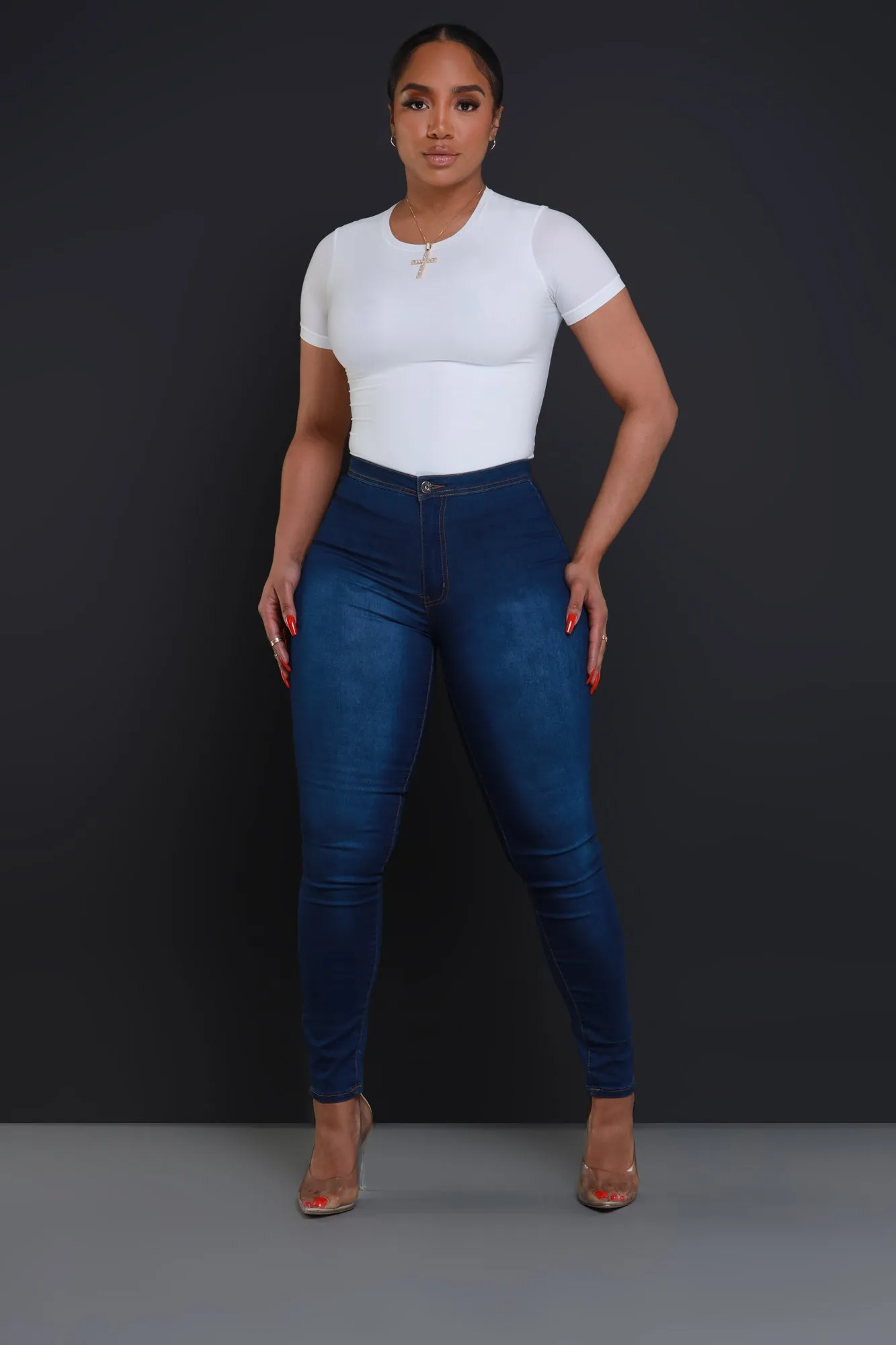 $15.99 Super Swank High Waist Stretchy Jeans - Medium Wash Denim