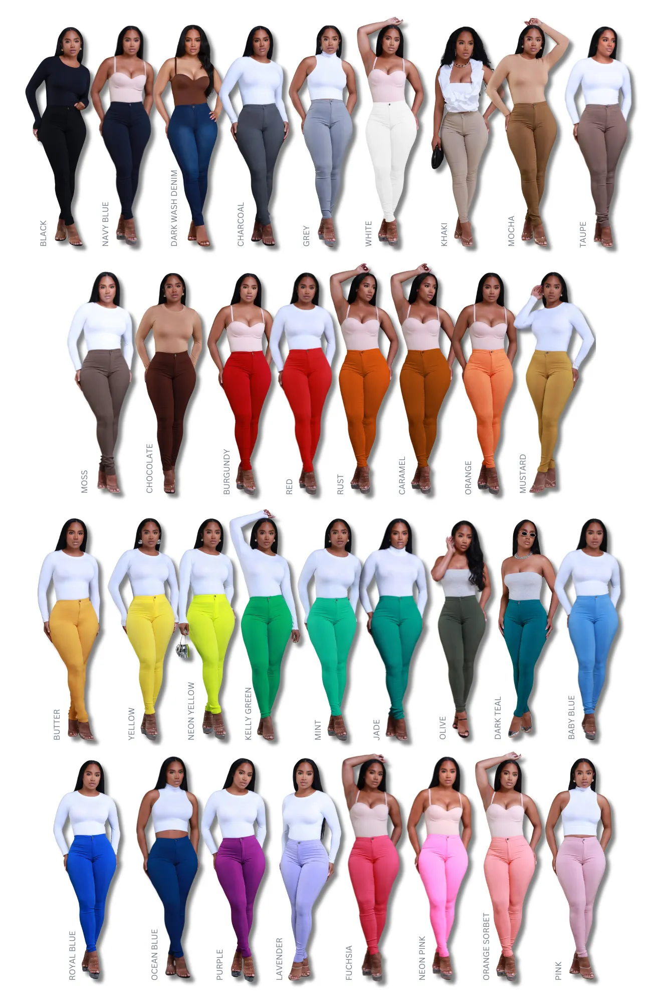 $15.99 Super Swank High Waist Stretchy Jeans - Rust