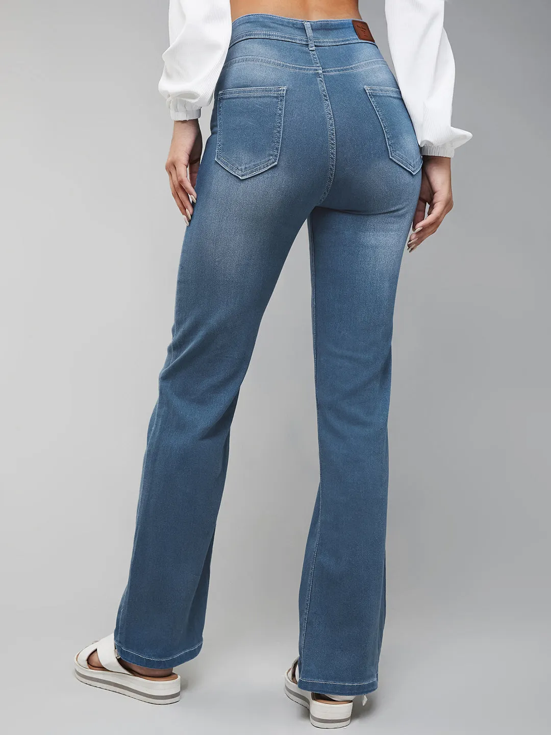 24/7 Comfort  Light Blue Wide-Leg Mid-Rise Light weight Denim Jeans