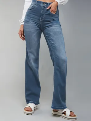 24/7 Comfort  Light Blue Wide-Leg Mid-Rise Light weight Denim Jeans