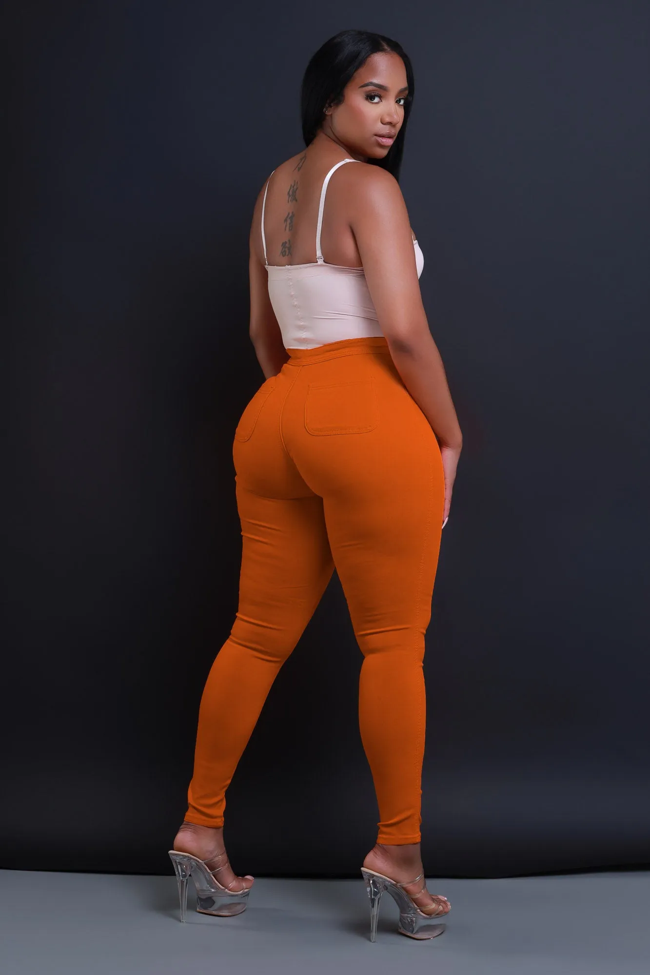 $5 Super Swank High Waist Stretchy Jeans - Rust
