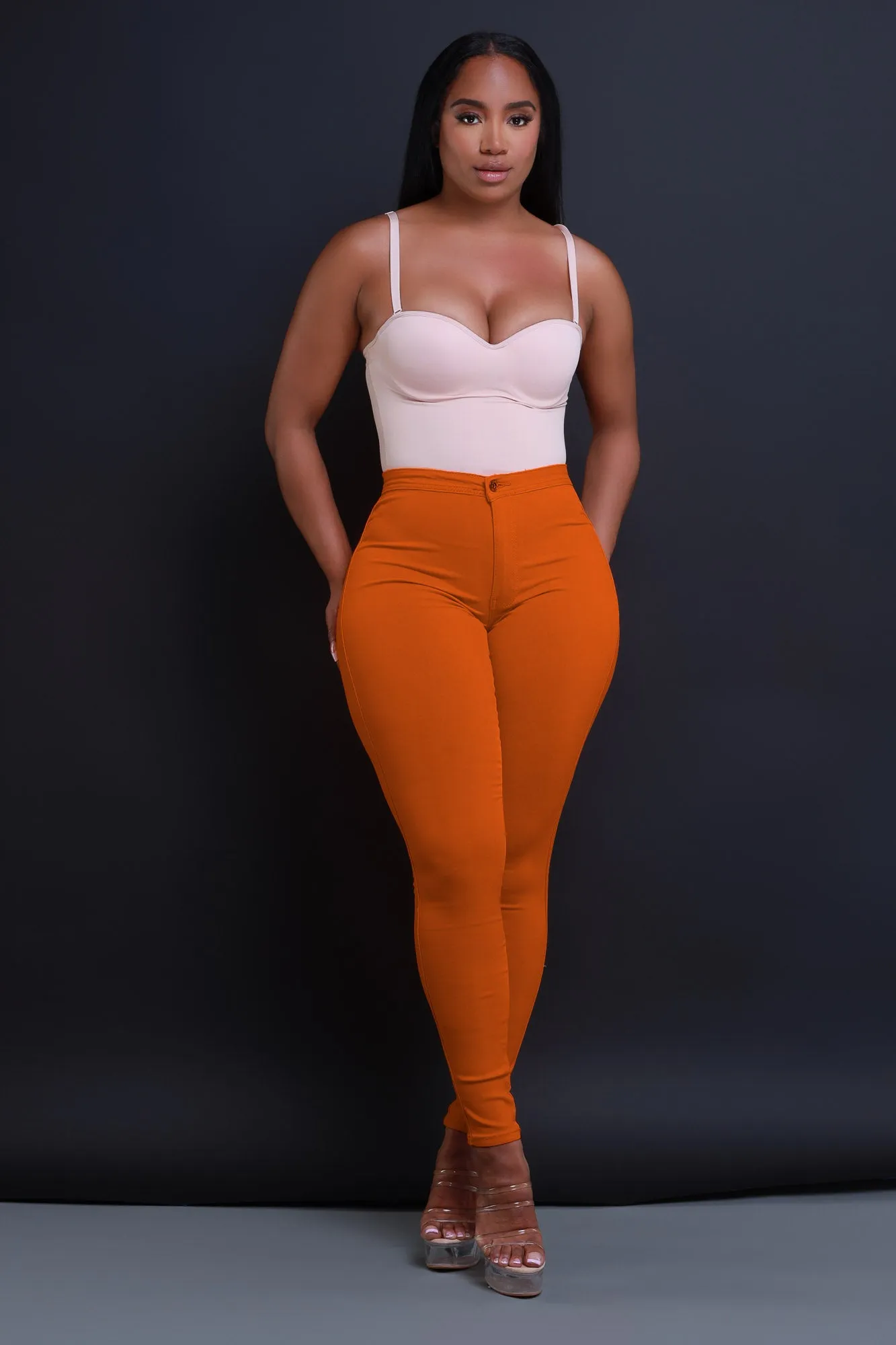 $5 Super Swank High Waist Stretchy Jeans - Rust