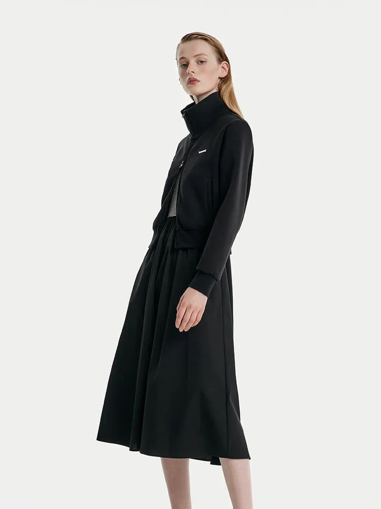 Air Cotton Jacket And Striped Vest Dress Two-Piece Set