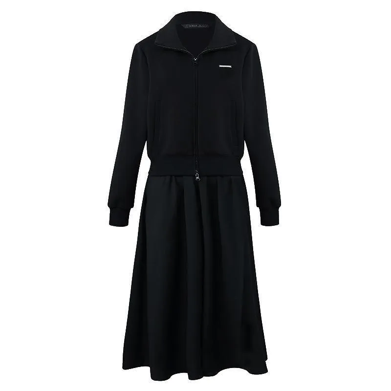 Air Cotton Jacket And Striped Vest Dress Two-Piece Set