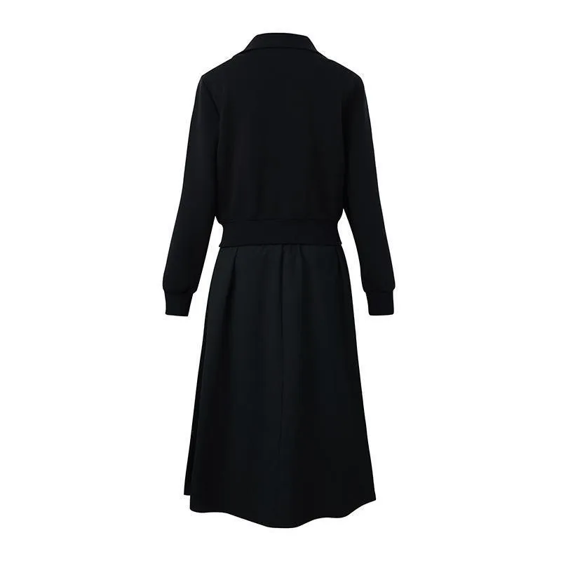 Air Cotton Jacket And Striped Vest Dress Two-Piece Set