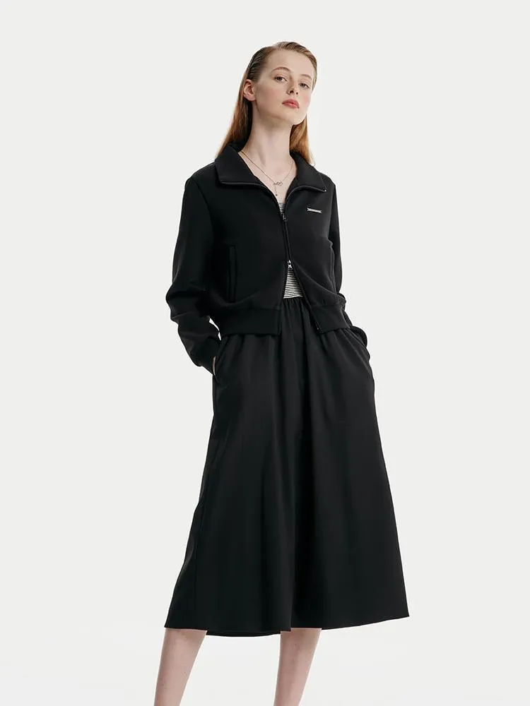 Air Cotton Jacket And Striped Vest Dress Two-Piece Set