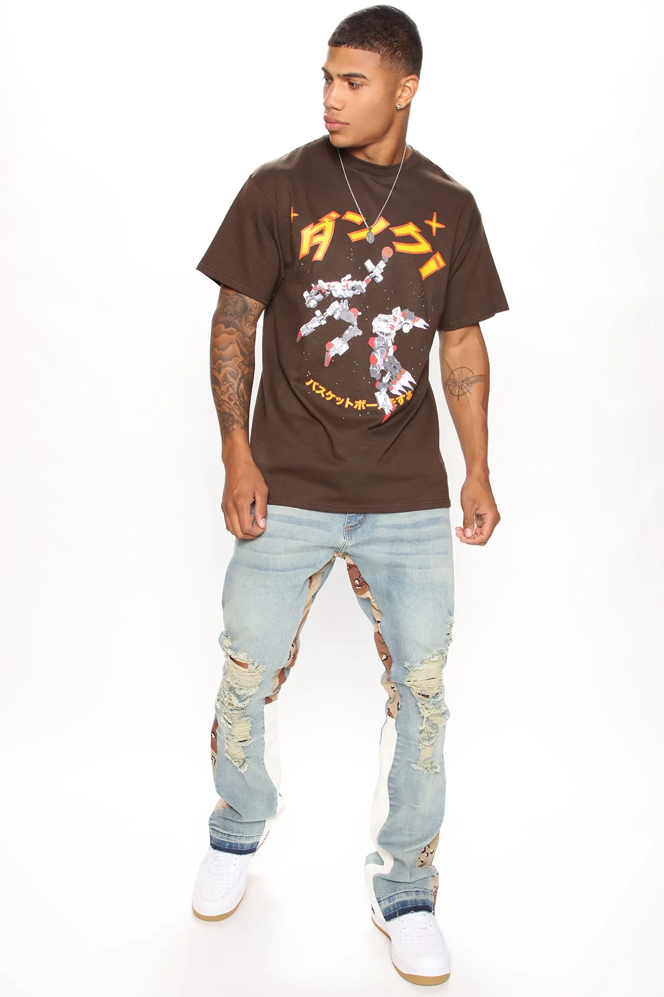 All For It Ripped Knee Flared Jeans - Light Wash