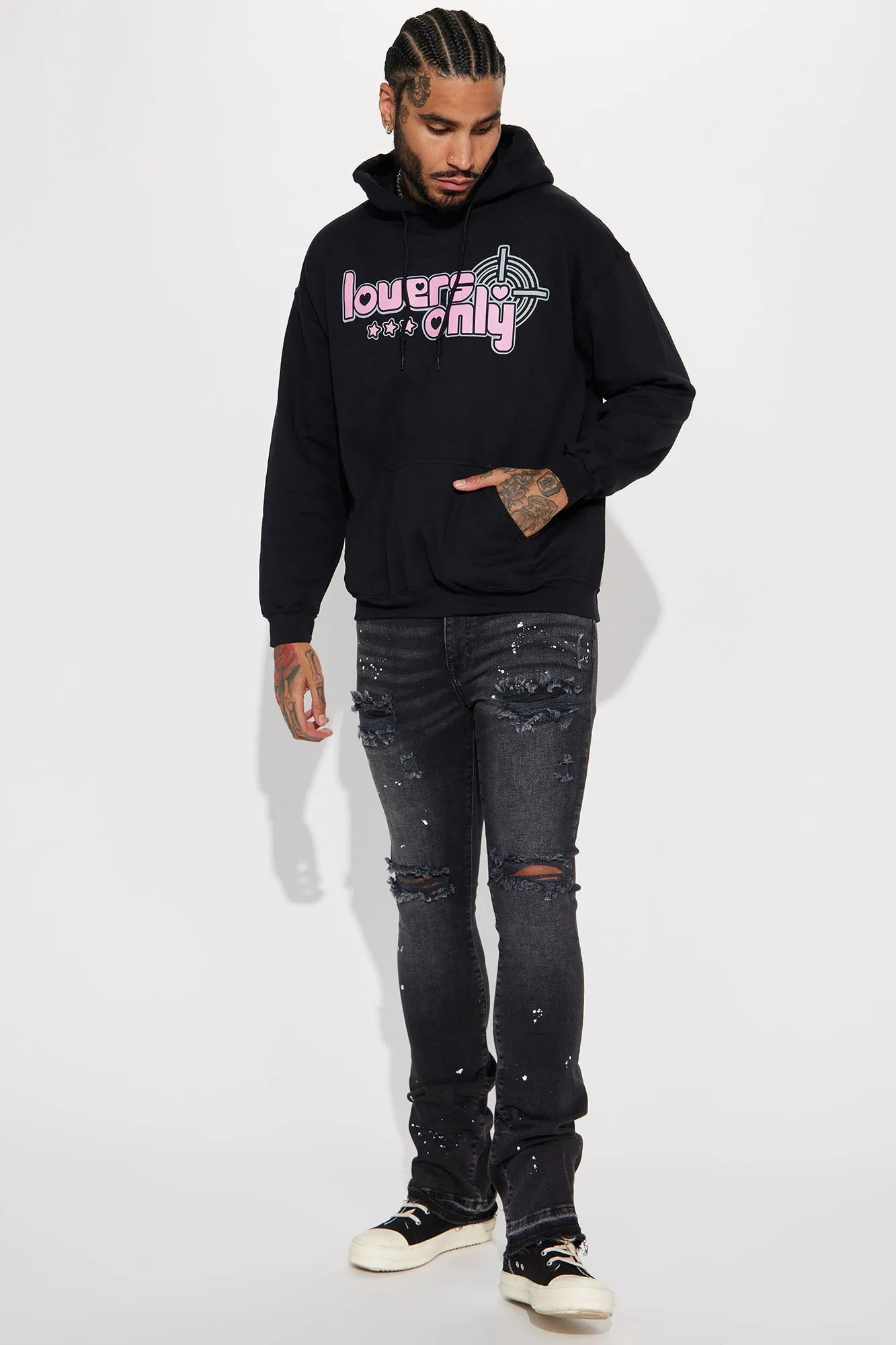 Always On Time Stacked Skinny Flared Jeans - Black