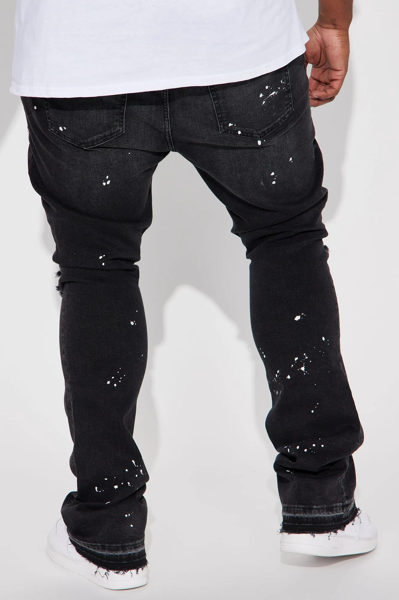 Always On Time Stacked Skinny Flared Jeans - Black