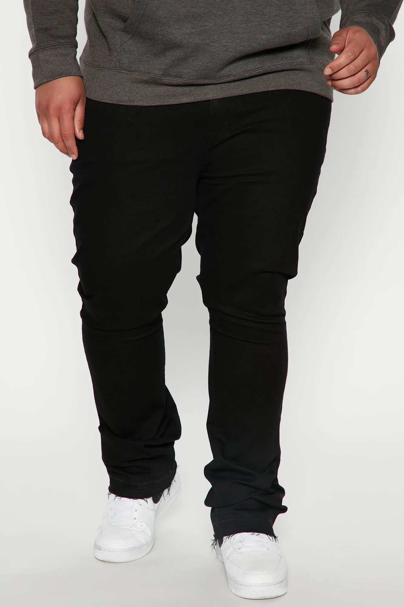 Another One Stacked Skinny Flared Jeans - Black