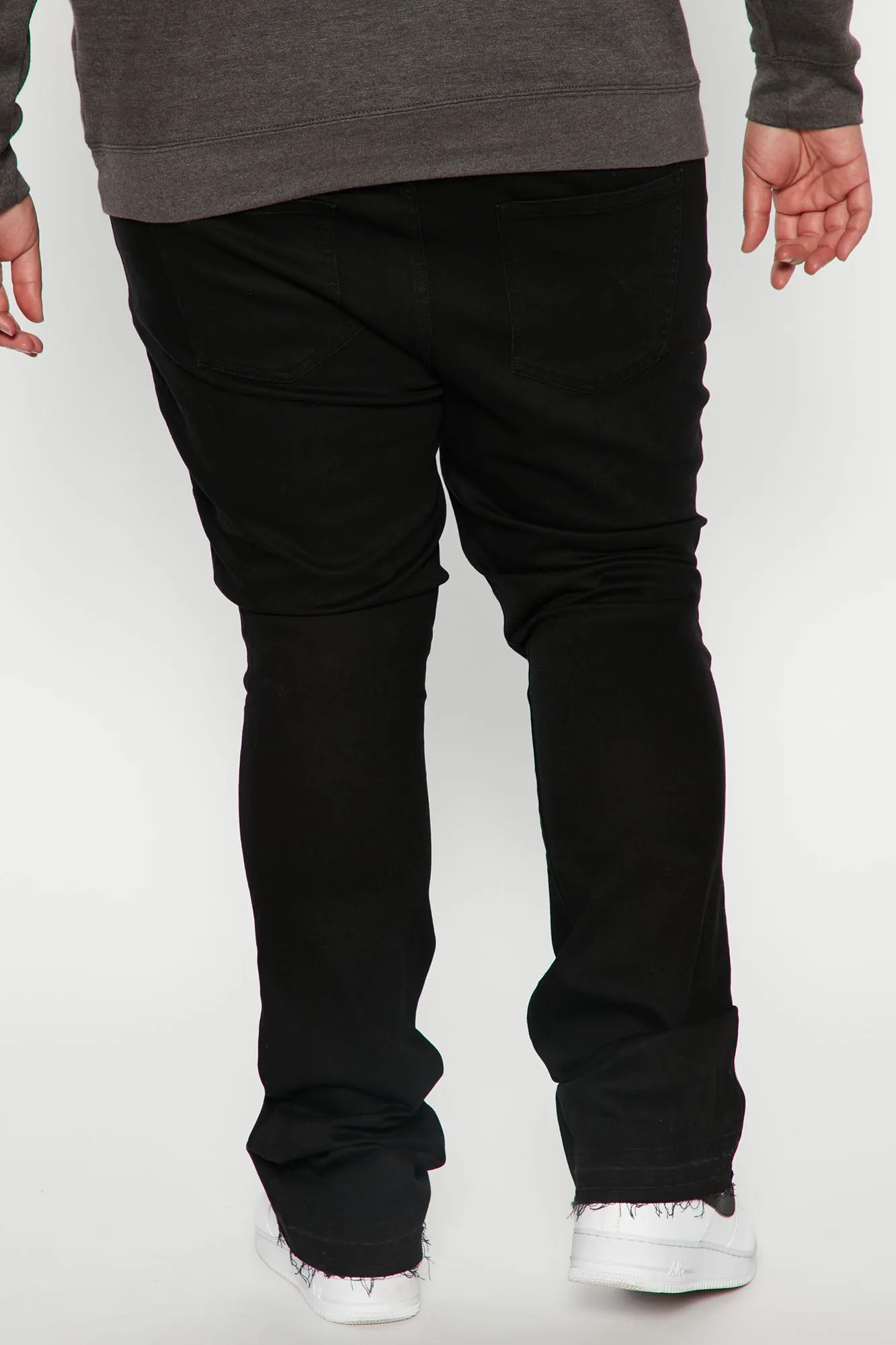 Another One Stacked Skinny Flared Jeans - Black