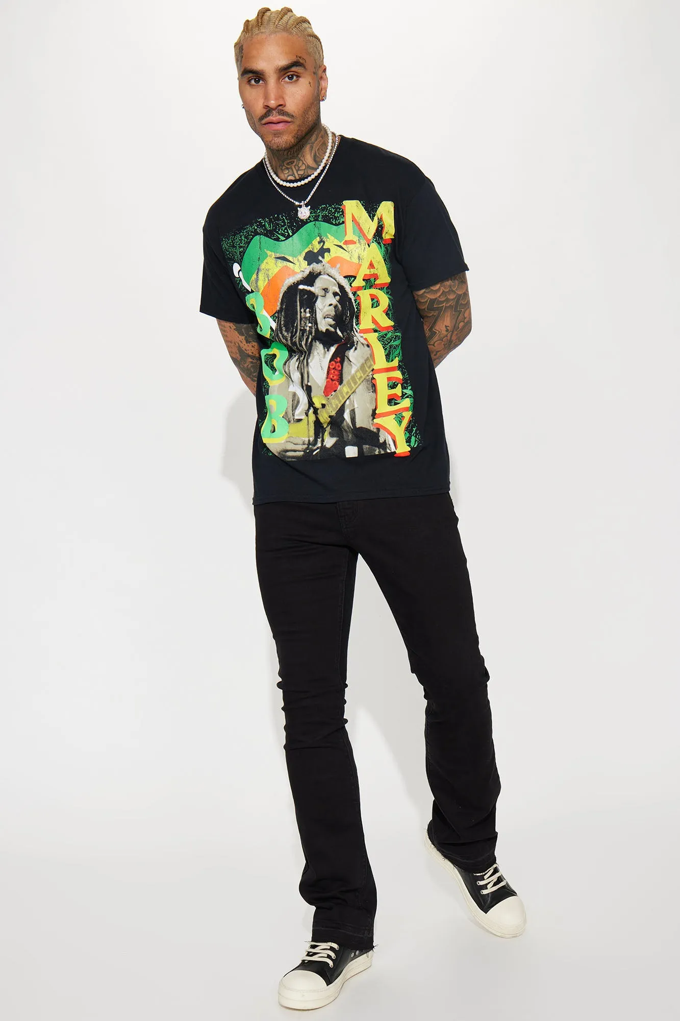Another One Stacked Skinny Flared Jeans - Black