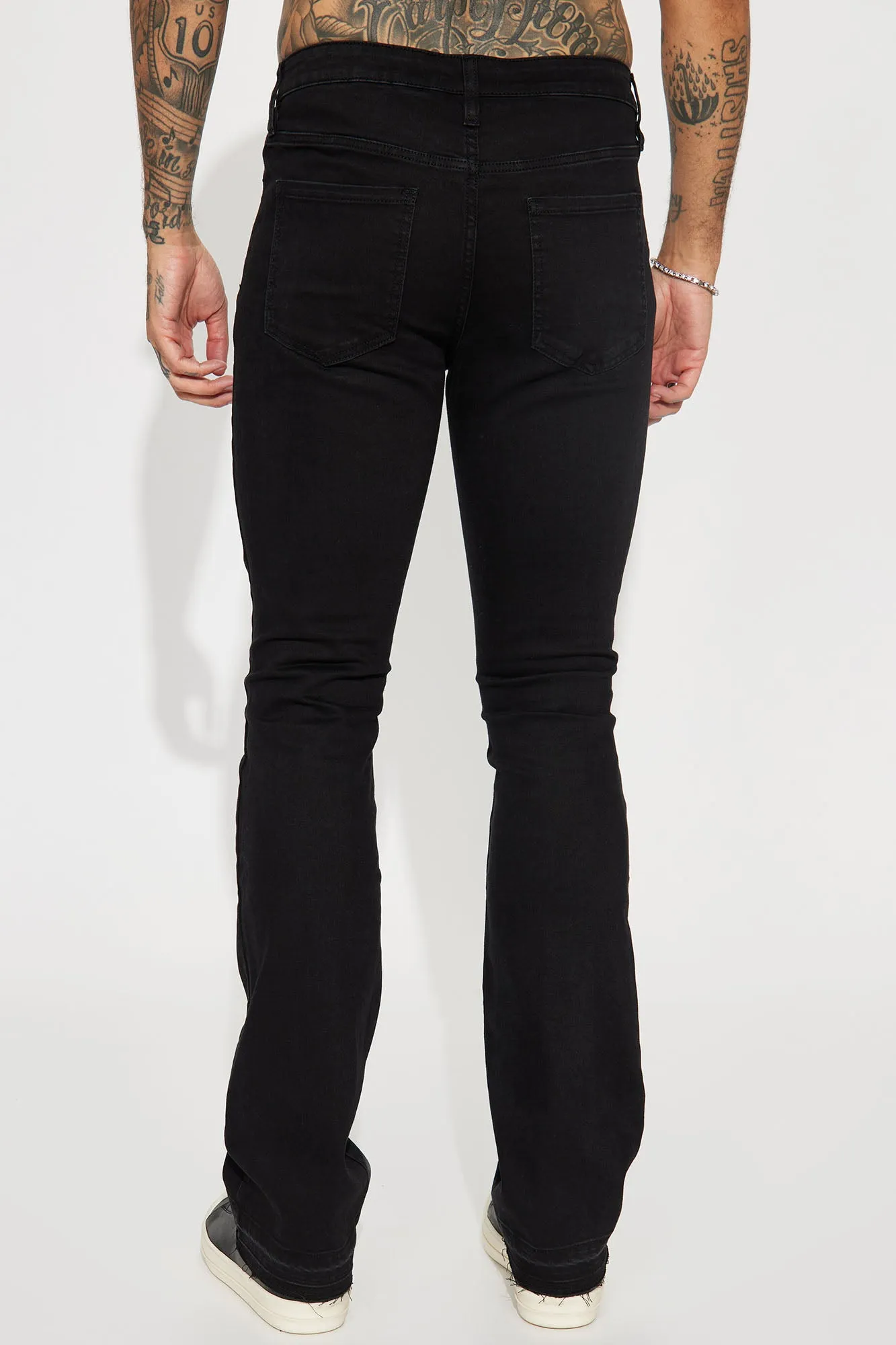 Another One Stacked Skinny Flared Jeans - Black