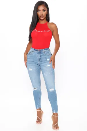 Ava Distressed Skinny Jeans - Light Blue Wash