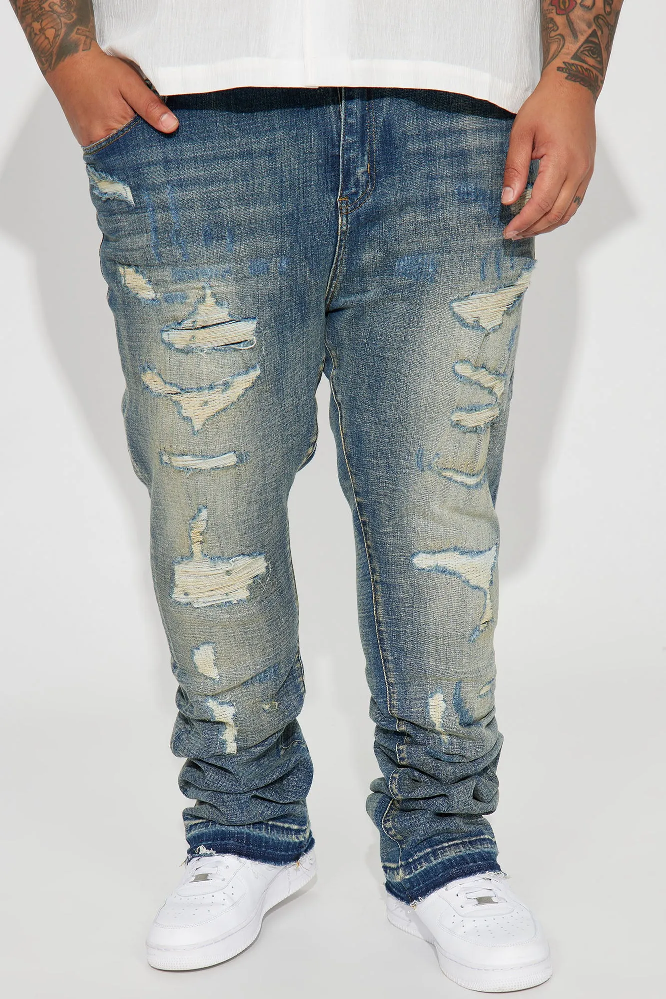 Be Real Stacked Skinny Flare Jeans - Vintage Blue Wash