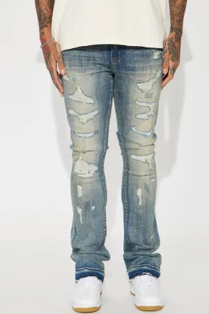 Be Real Stacked Skinny Flare Jeans - Vintage Blue Wash