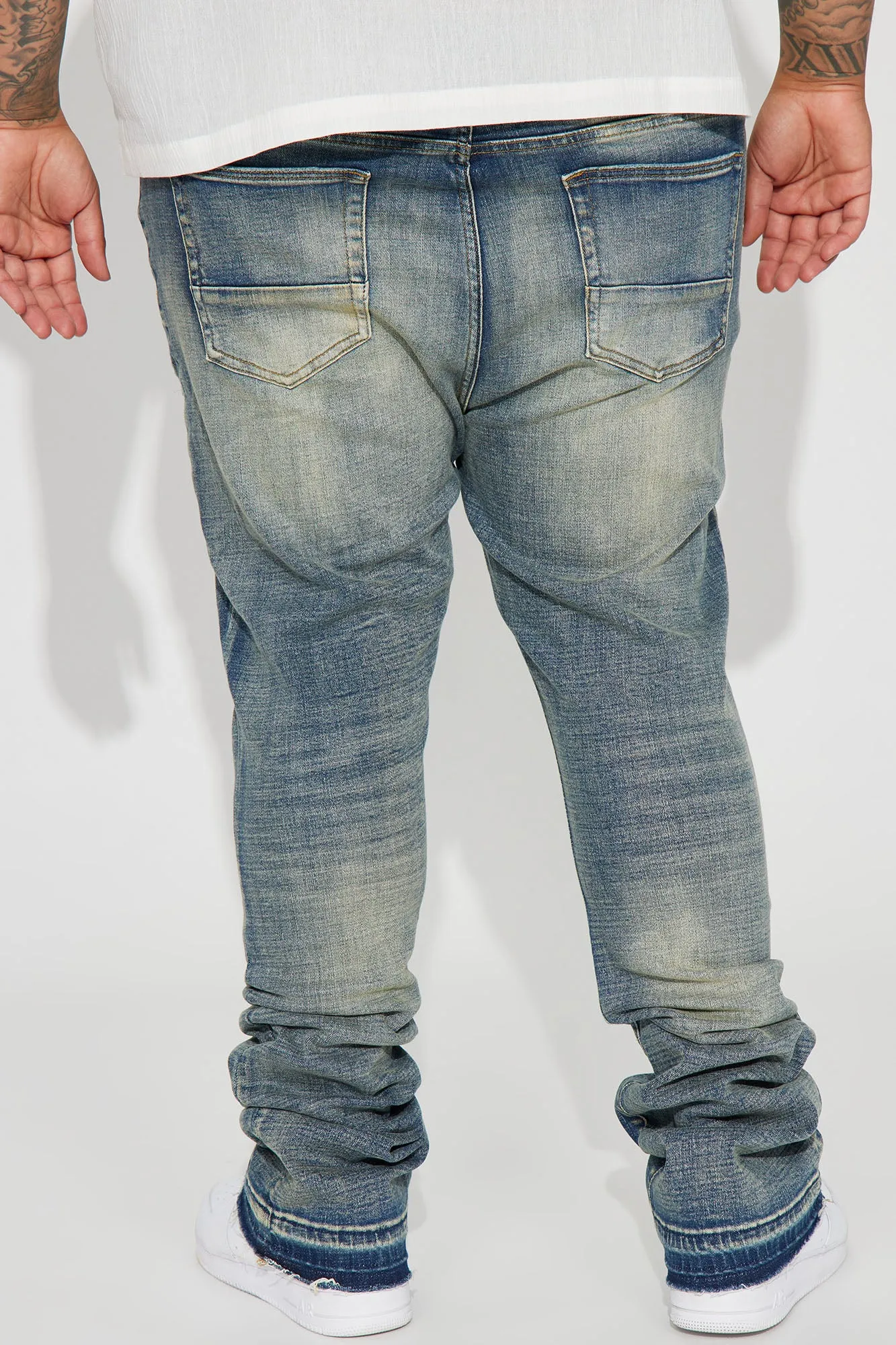 Be Real Stacked Skinny Flare Jeans - Vintage Blue Wash