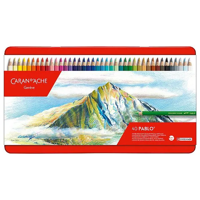 Caran d'Ache Pablo Artists Permanent Colour Pencil Assorted Tin of 40