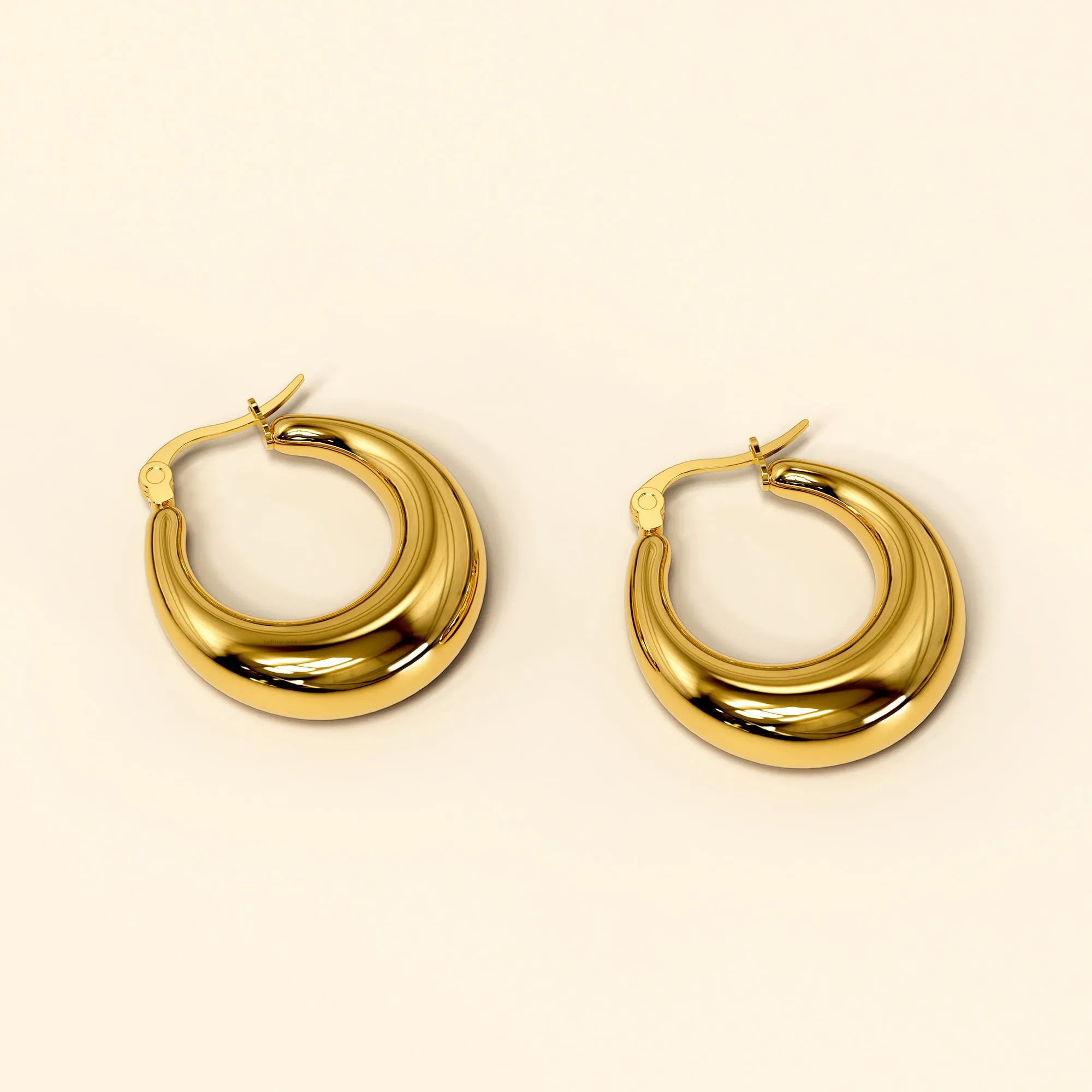 Csilla Gold Dome Hoop Earrings - 25mm
