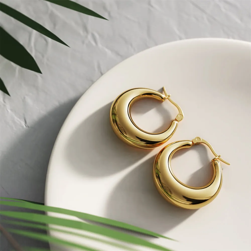 Csilla Gold Dome Hoop Earrings - 25mm