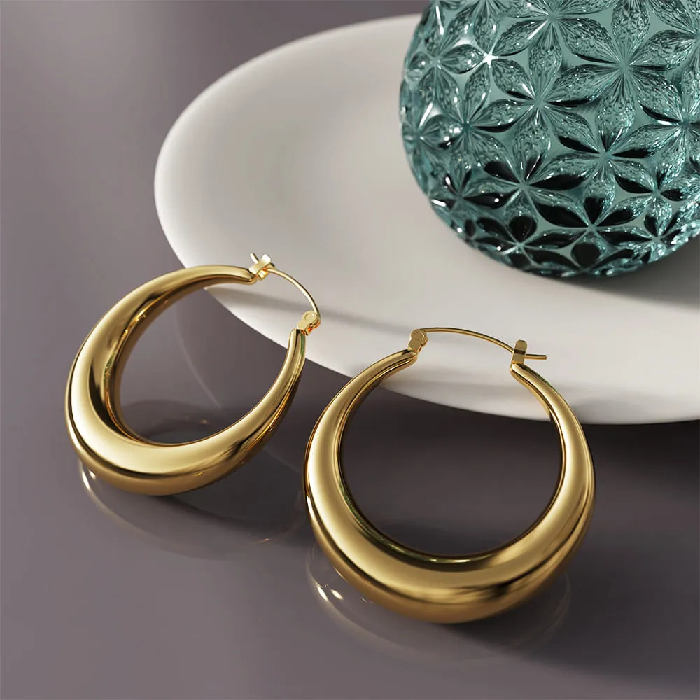 Csilla Gold Dome Hoop Earrings - 40mm