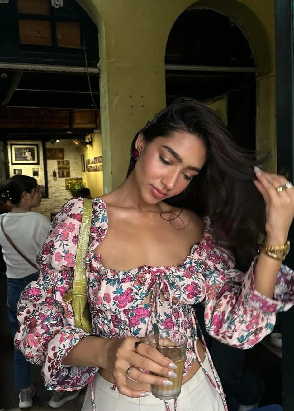 Dianna Embroidered Puff Sleeve Corset Top