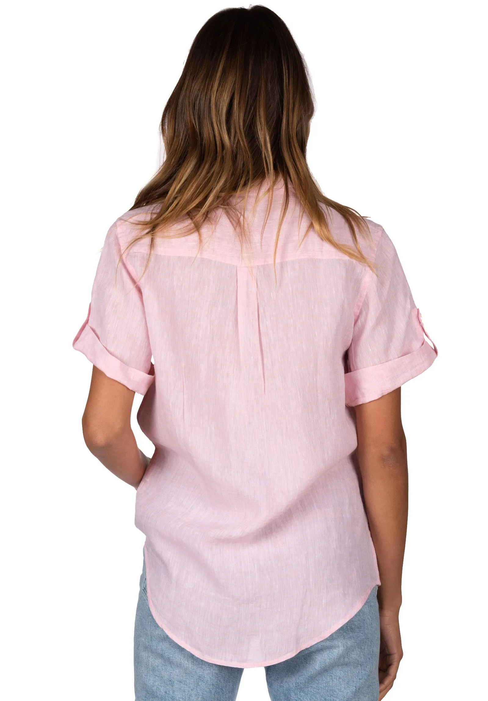 Febe-SS Soft Pink Linen Camp Shirt