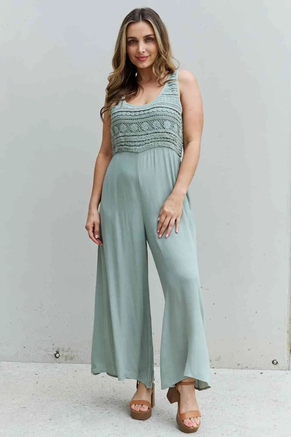 HEYSON Watch Me Crochet Detail Jumpsuit