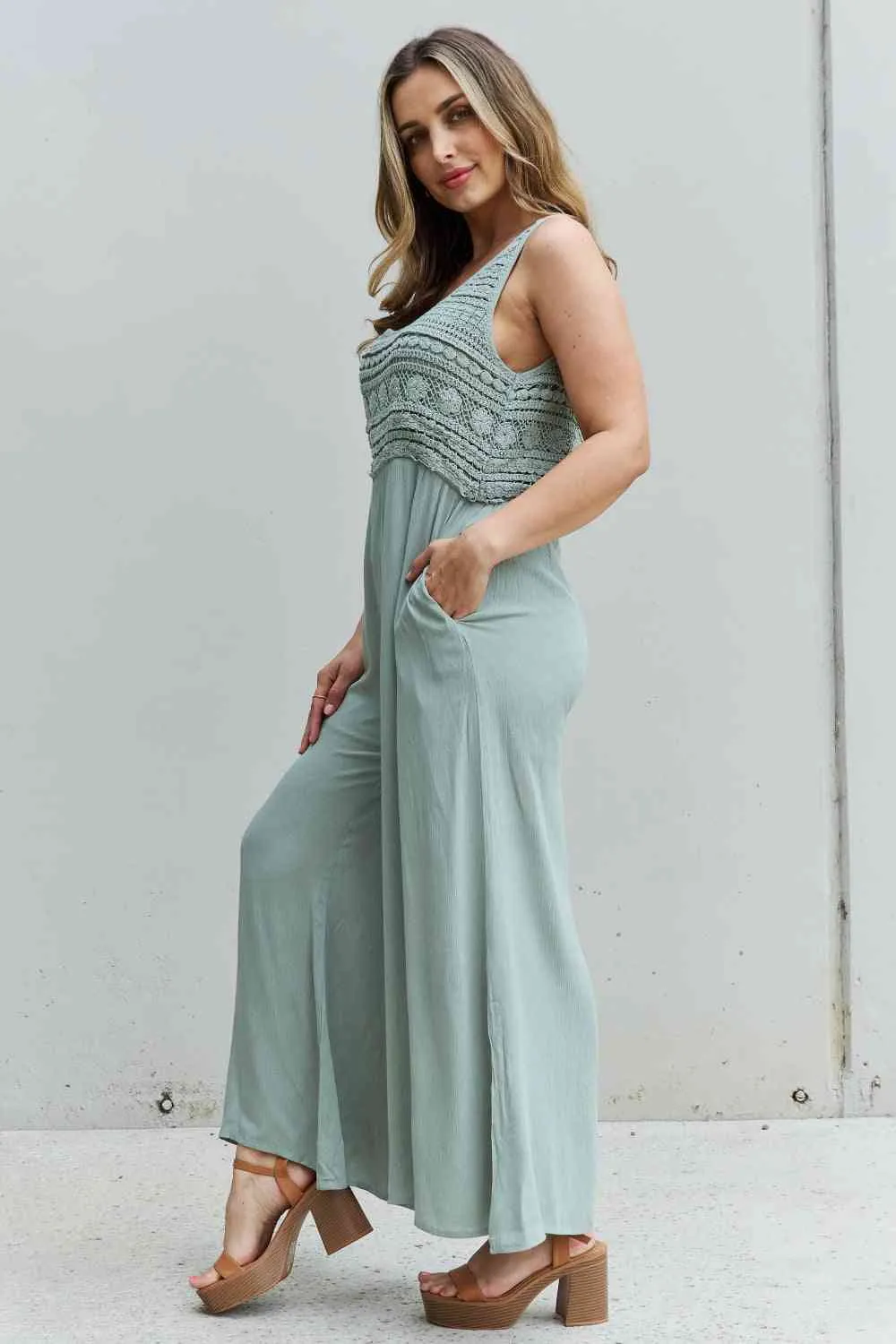 HEYSON Watch Me Crochet Detail Jumpsuit
