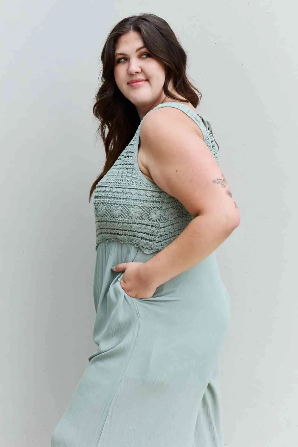 HEYSON Watch Me Crochet Detail Jumpsuit