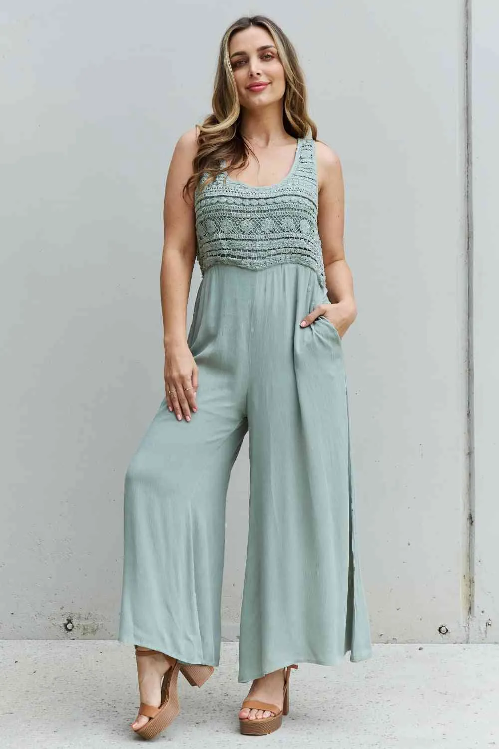 HEYSON Watch Me Crochet Detail Jumpsuit