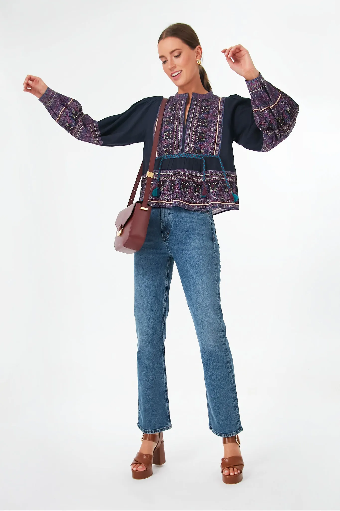 Iris Adella Print Long Sleeve Top
