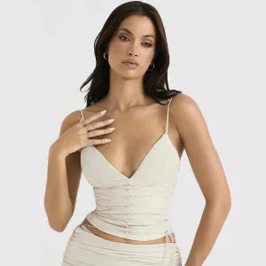 Ivory Allure Lace-Up Cami Top