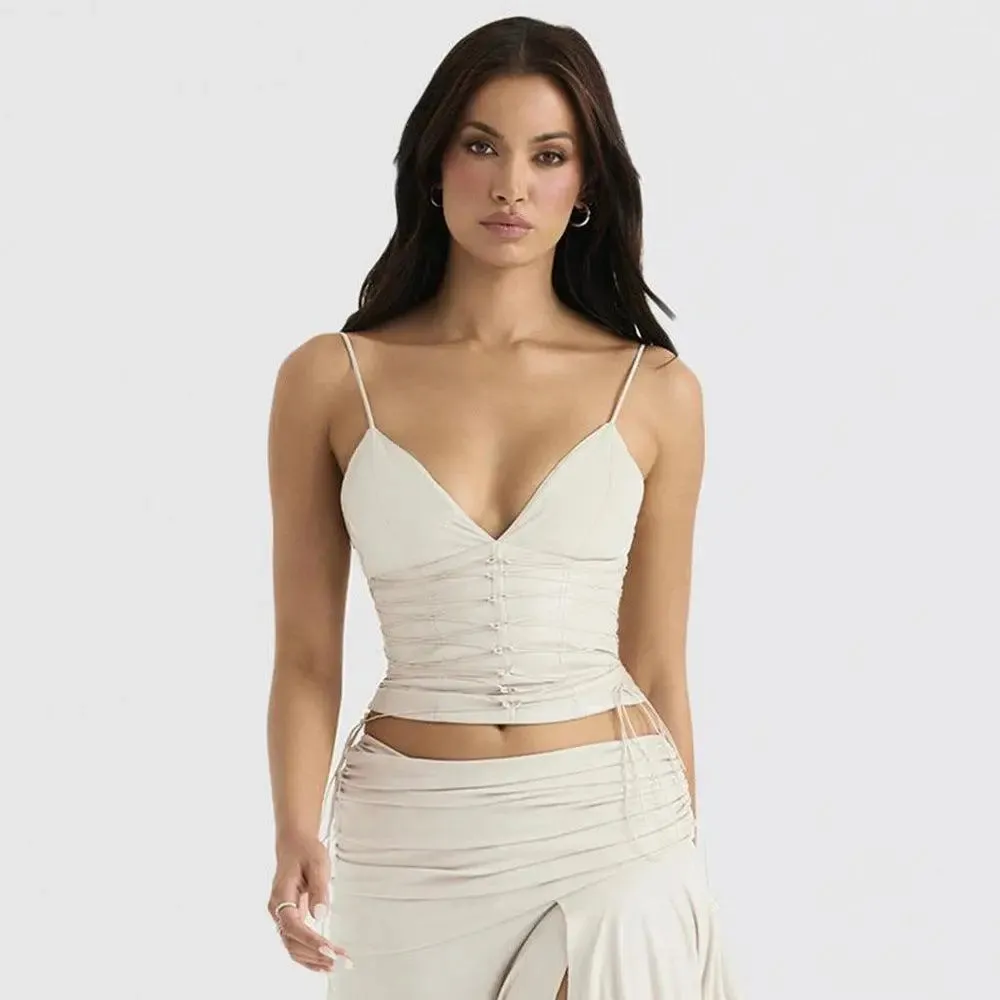 Ivory Allure Lace-Up Cami Top