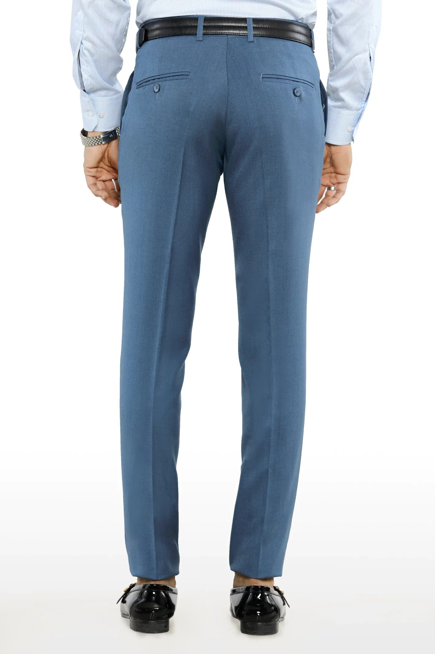 Light Blue Slim Fit Formal Trouser