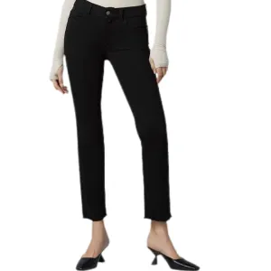 Mara Straight Mid Rise - Black Peached Raw.