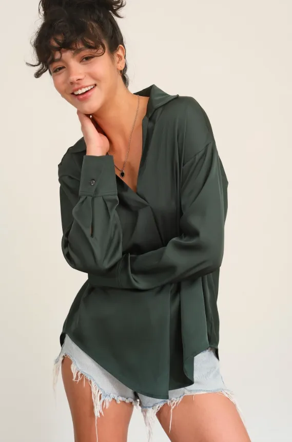 Marianna Collared Satin Blouse