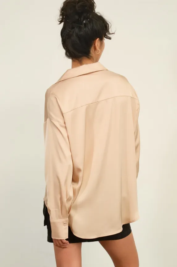 Marianna Collared Satin Blouse
