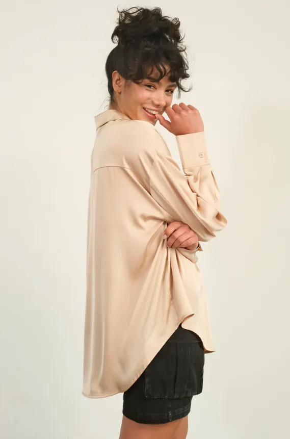 Marianna Collared Satin Blouse