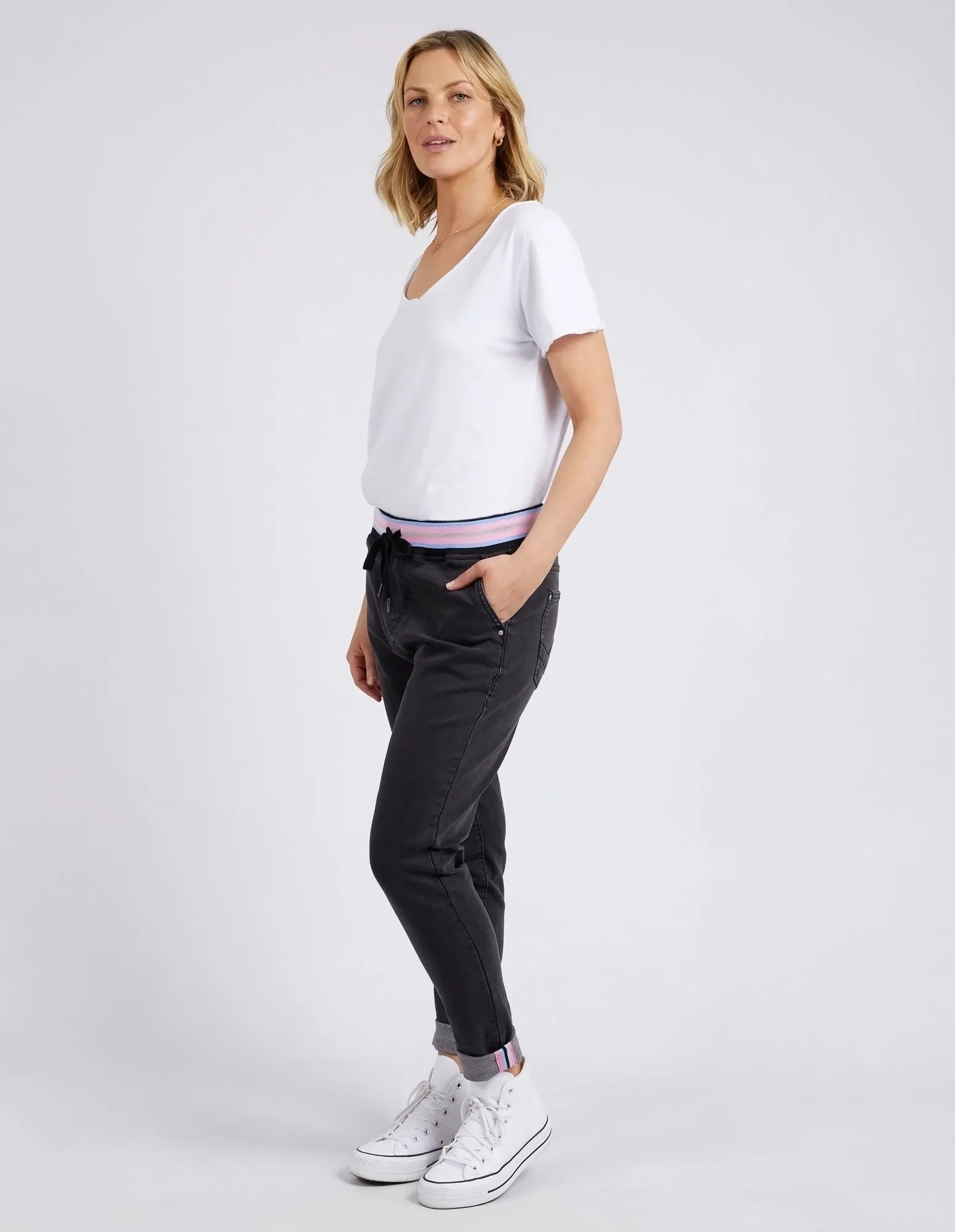 Melody Denim Jogger Washed Black