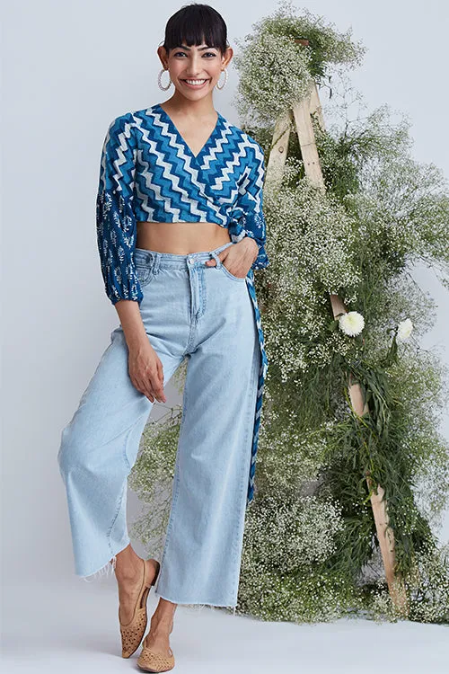 Okhai 'Willow' Hand Block Printed Pure Cotton Wap Top
