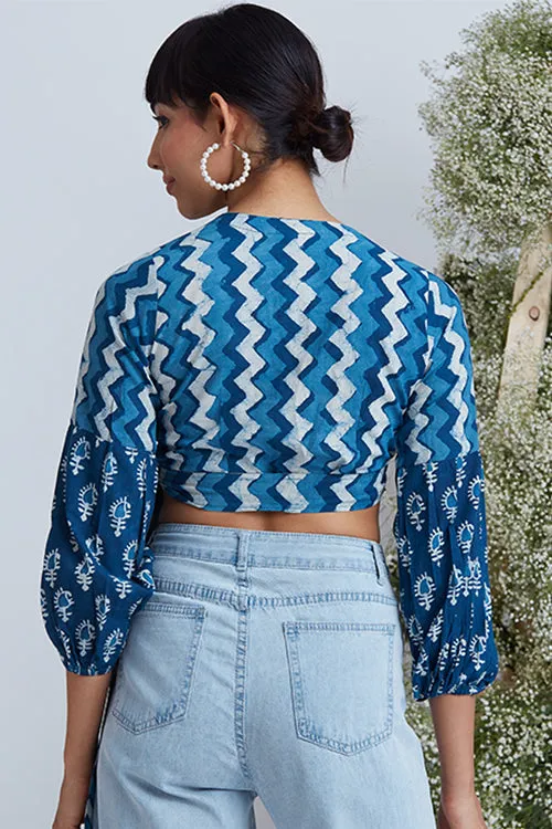 Okhai 'Willow' Hand Block Printed Pure Cotton Wap Top