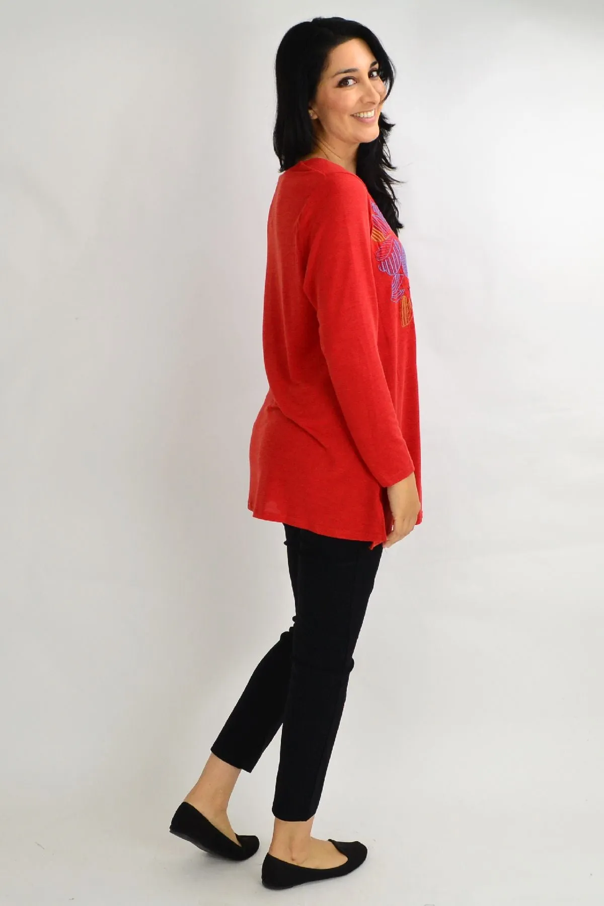 Orange Windmill Flower Tunic Top