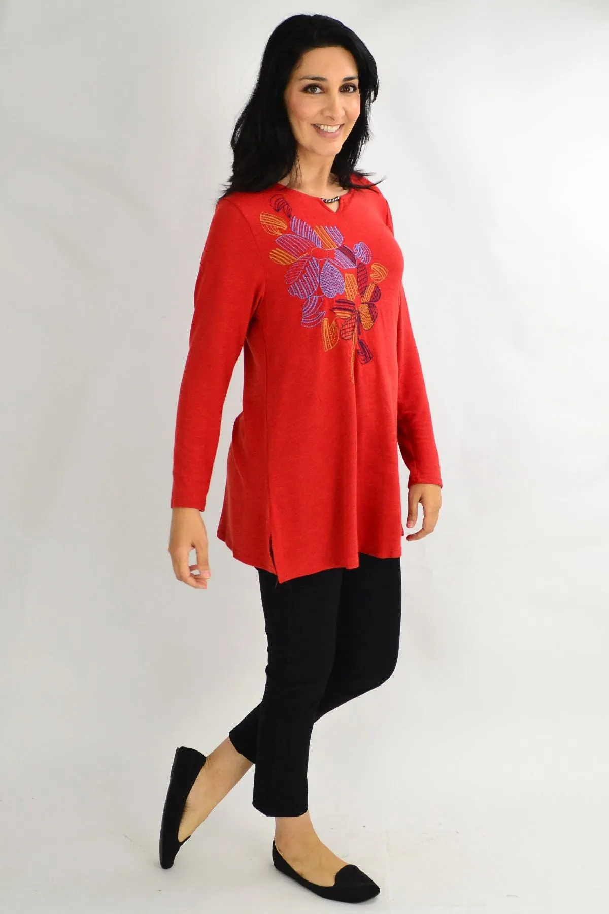 Orange Windmill Flower Tunic Top