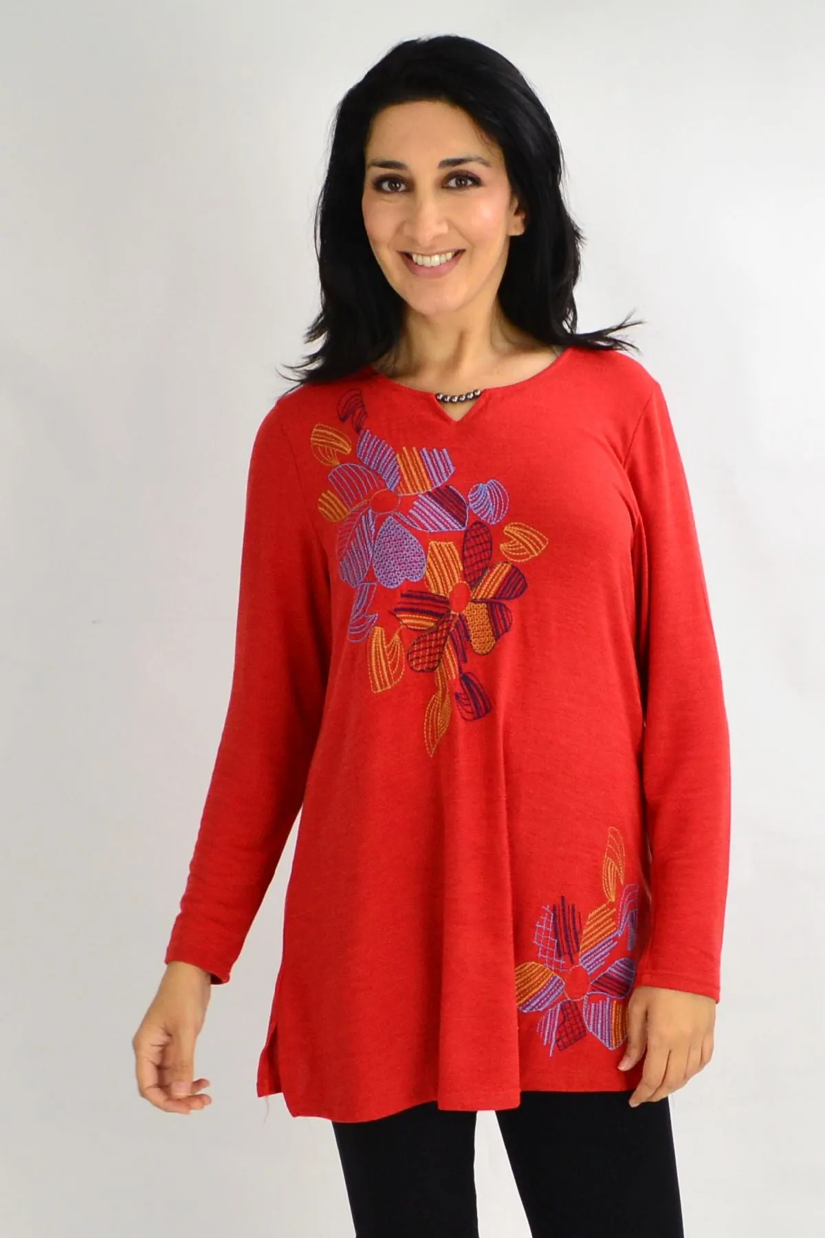 Orange Windmill Flower Tunic Top