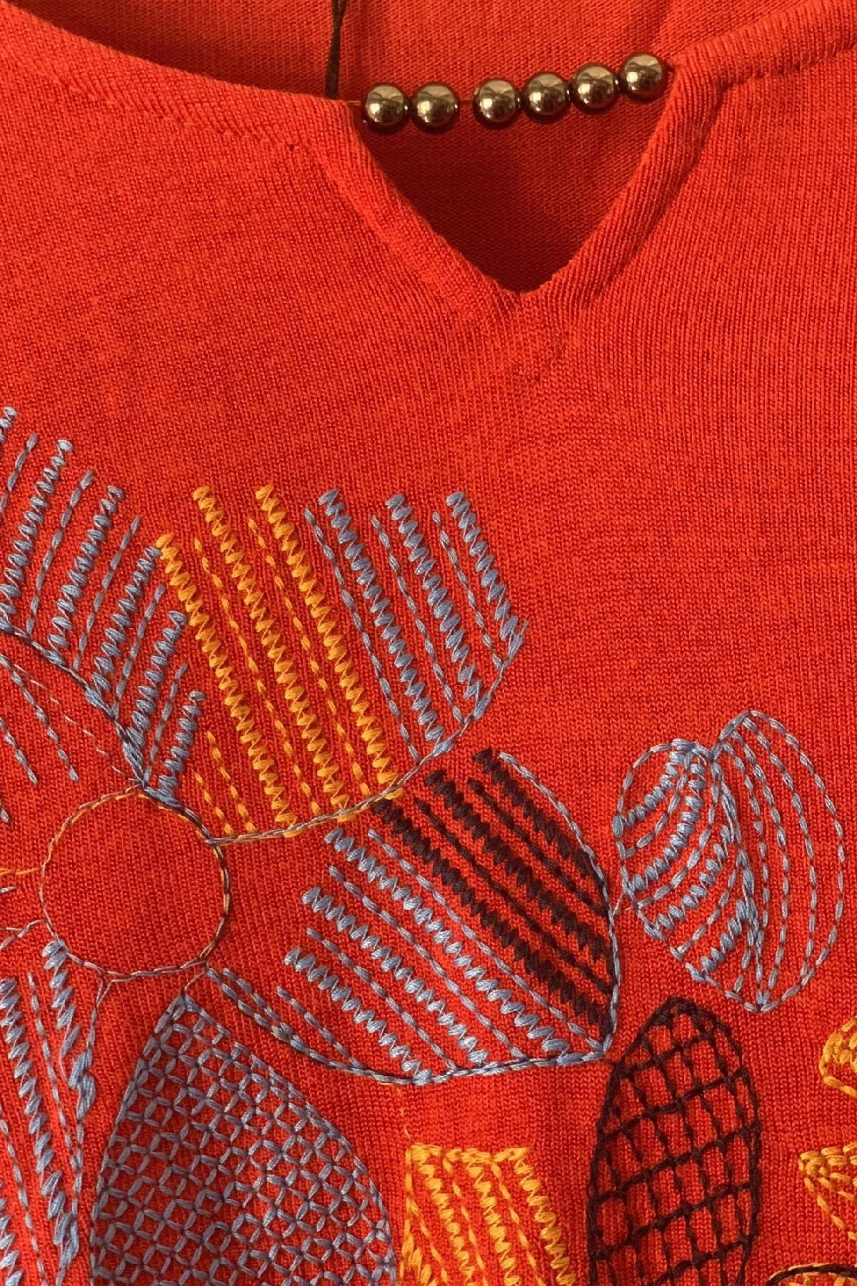 Orange Windmill Flower Tunic Top