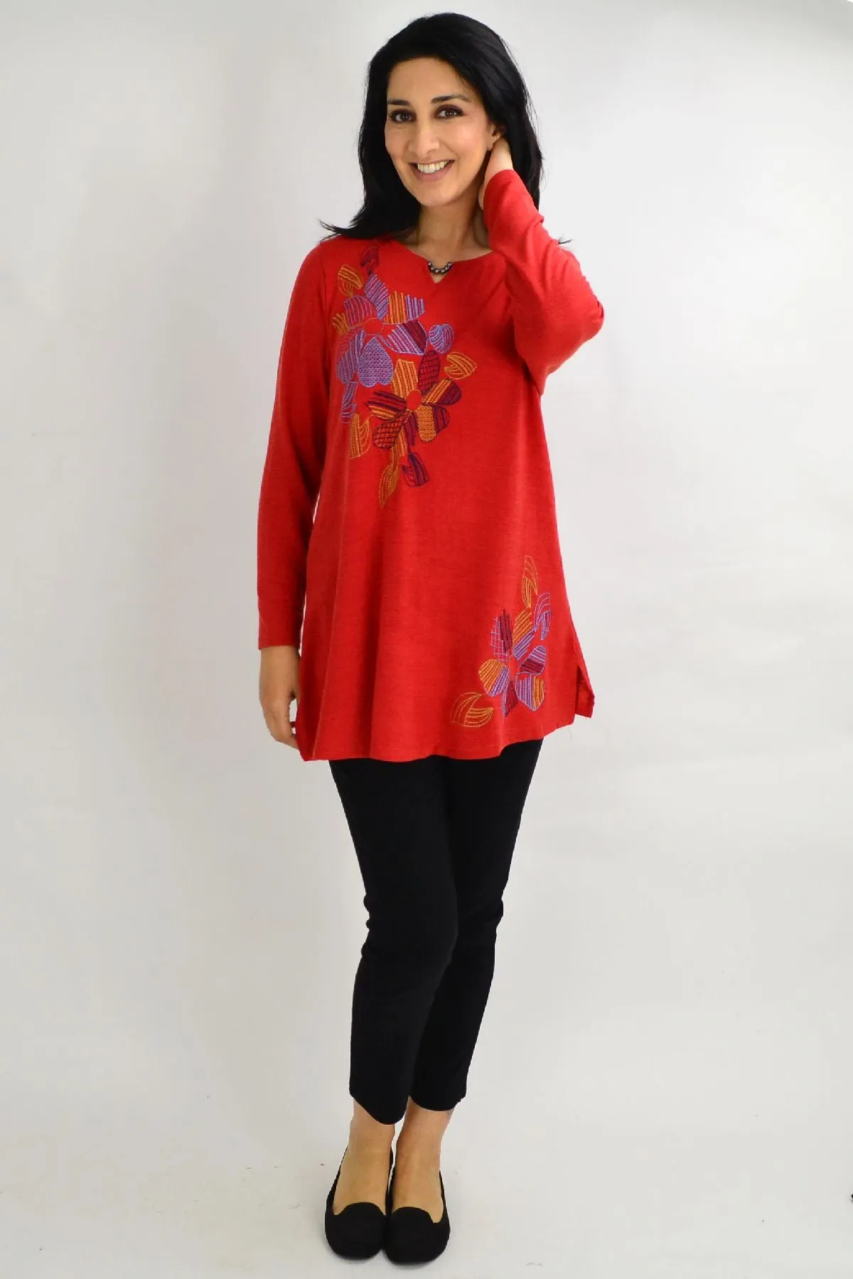 Orange Windmill Flower Tunic Top
