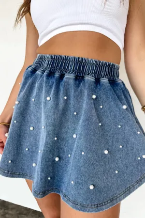 {Pre-Order} Denim & Pearl Skort