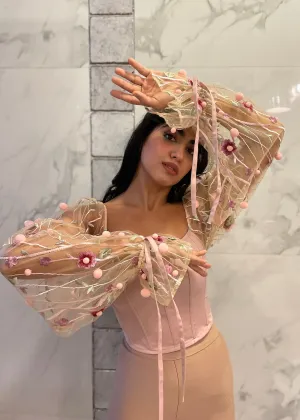Sasha Blush Embroidered Corset Top